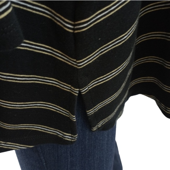 J Jill Pima Tie Sleeve Tee -striped top. Size 1X - Picture 6 of 10